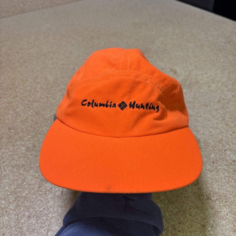 Vintage Columbia Hunting Orange Fleece Ear Flap Cap Hat Made in USA Winter